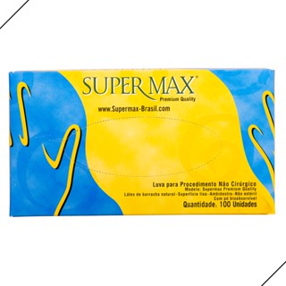 Luva de Látex Descartável com Pó Resistente Caixa c/ 100 Un Supermax - PP, P, M, G
