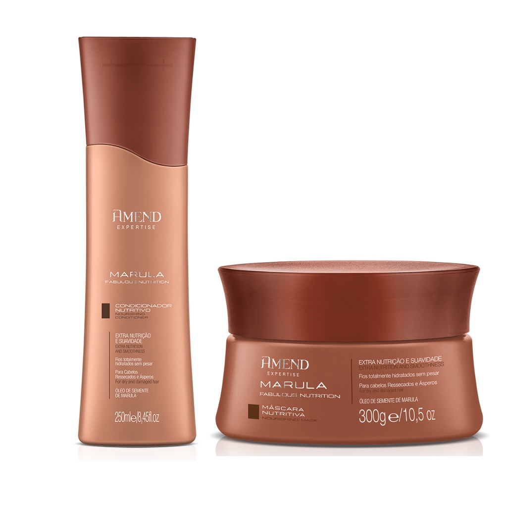 Kit Marula Fabulous Amend Condicionador e Máscara Nutrição Hidratação e ação termoprotetora