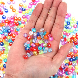 50Pcs/Bag 7mm Acrílico Colorido Transparente Cor Do Doce Inglês Letra Contas Planas Redondas De Faça-Você-Mesmo Pulseira De Corrente Telefônica Brincos Jóias Material Da Conta