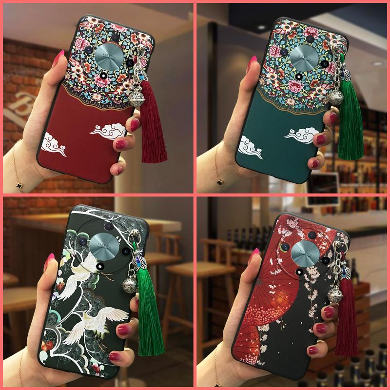 Silicone Soft case Phone Case For Honor X9b Chinese Style Anti-knock tassel Durable Back Cover Shockproof bell Dirt-resistant
