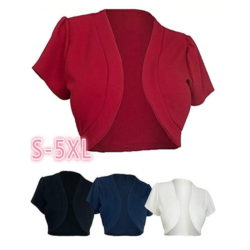 (Gqbbb) Moda Feminina Cadigan Short Sleeve Capelet Crop Tops Bolero