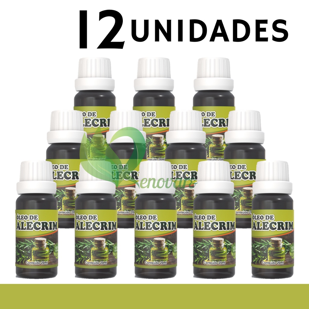 12x Óleo de Alecrim - 100% vegetal, natural e vegano