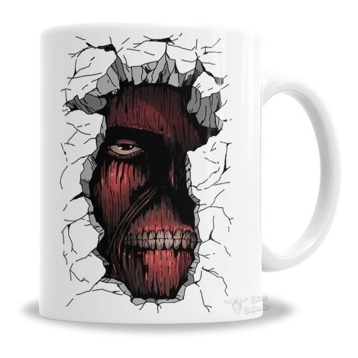 Caneca Porcelana Attack On Titan, El Titán Colosal 325ml - Presente Personalizado