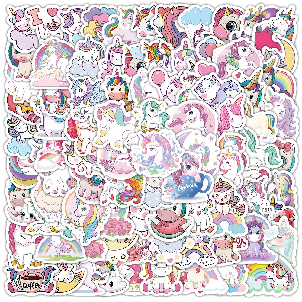 100PCS Autocolantes De Grafite De Unicórnios Rosa Para Bagagem De Telefone Decalques Notebook Crianças Gravação De Presentesyourlife