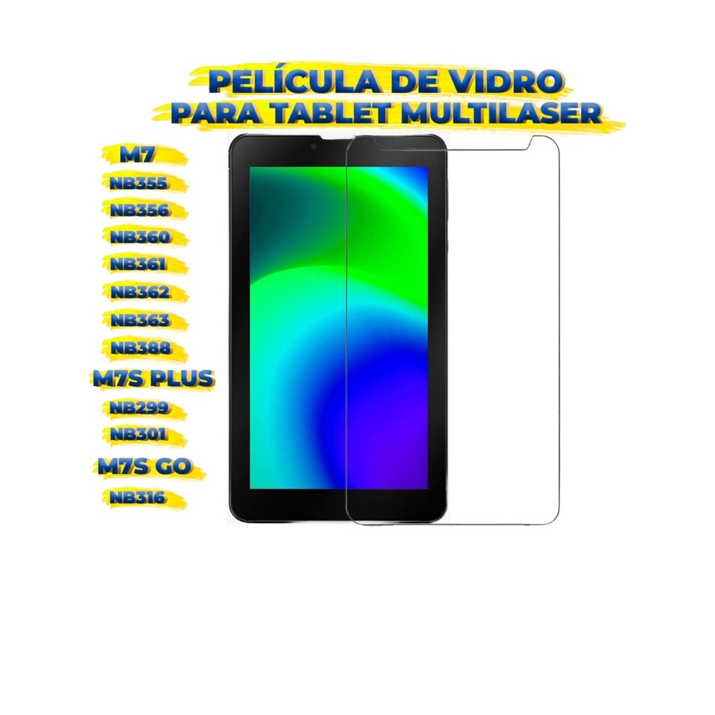 Película De Vidro Temperado Para Tablet 7 Polegadas Universal + Kit Limpeza