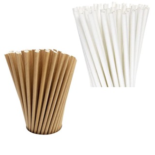 Kit 500 Canudinhos de Papel Branco ou Craft Biodegradavel Canudos 6mm Bebidas Festa Topo de Bolo