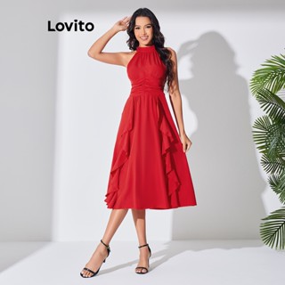 Lovito Vestido Casual Simples Com Babados E Babados Para Mulheres LBL07181