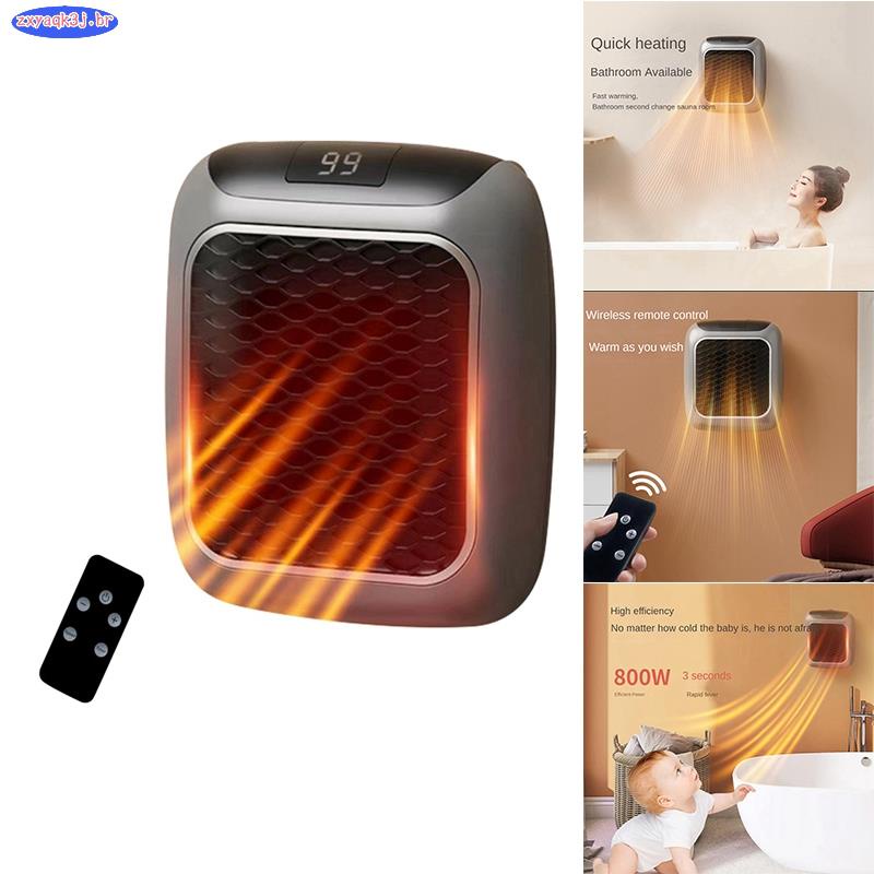 Aquecedor Elétrico Mini De Plug-in Cerâmico 800W Baixo Consumo 2 Modos Com Controle Remoto...