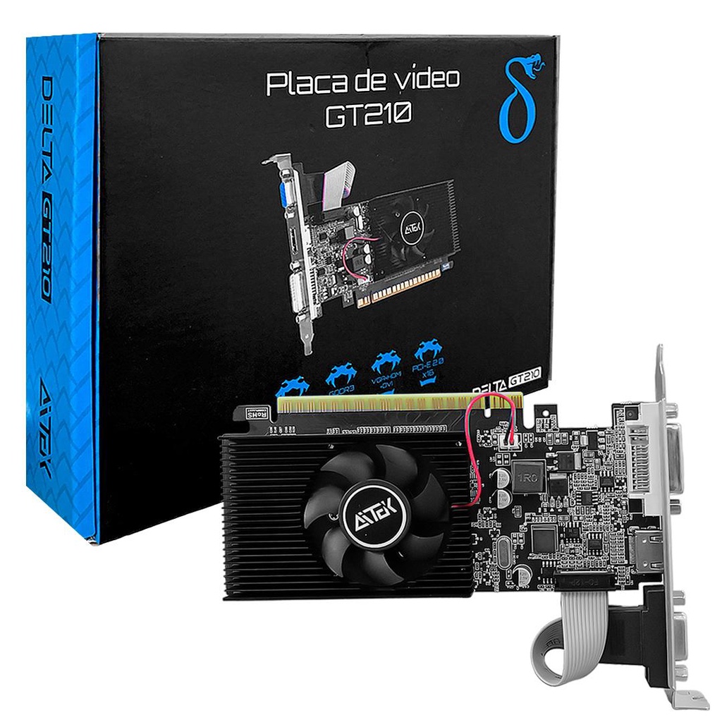 Placa de Vídeo GT210 1GB DDR3 HDMI VGA 500MHz Slim PC Computador Pronta Entrega
