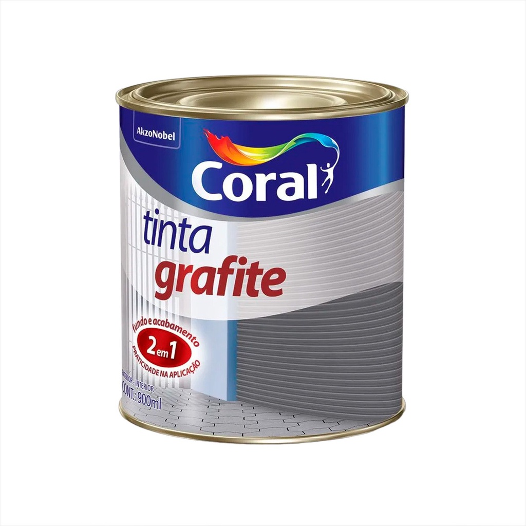 Tinta Grafite Coral 900ml Dupla Ação Fundo E Acabamento