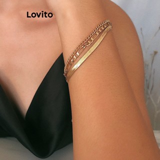 Lovito Pulseira Casual De Metal Liso Para Mulheres LCS05021