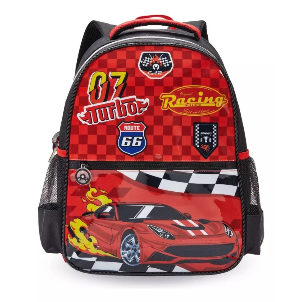 Mochila Costas Carros Turbo 07 Escolar Racing Infantil Denlex