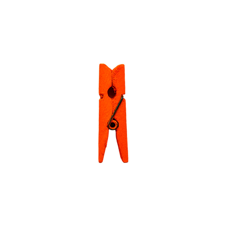 Mini Prendedor de Madeira Laranja 3,5cm - 50 unidades