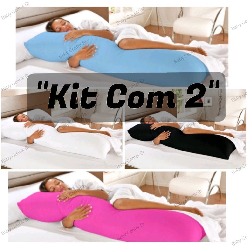 kit 2 Travesseiros de corpo xuxão 1.40x45cm + 2 Fronhas com zíper Oferta em Oferta na Shopee