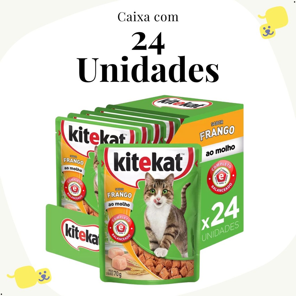 Sachê para Gatos Caixa de Sachê para Gato Sachê para Gatos Kitekat Ração Úmida para Gatos Frango