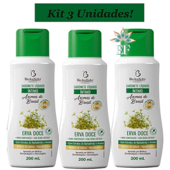 KIT 3 Unidades Sabonete Íntimo Aramos Brasil ERVA DOCE 200mL Bio Instinto