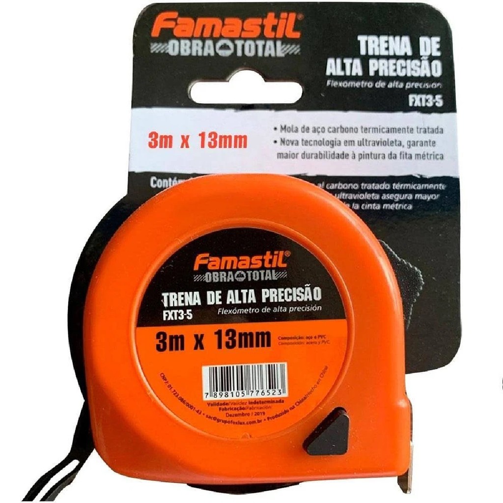 Trena de Alta Precisão Famastil FXT3-3 3mx13mm | Medição exata, design compacto