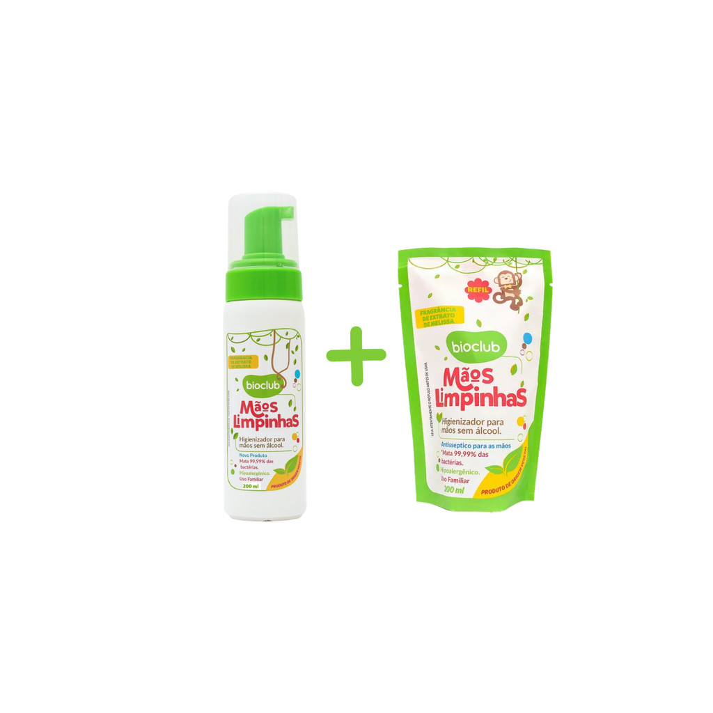 Kit Higienizador de Mãos Sem Álcool - Mãos Limpinhas Bioclub®