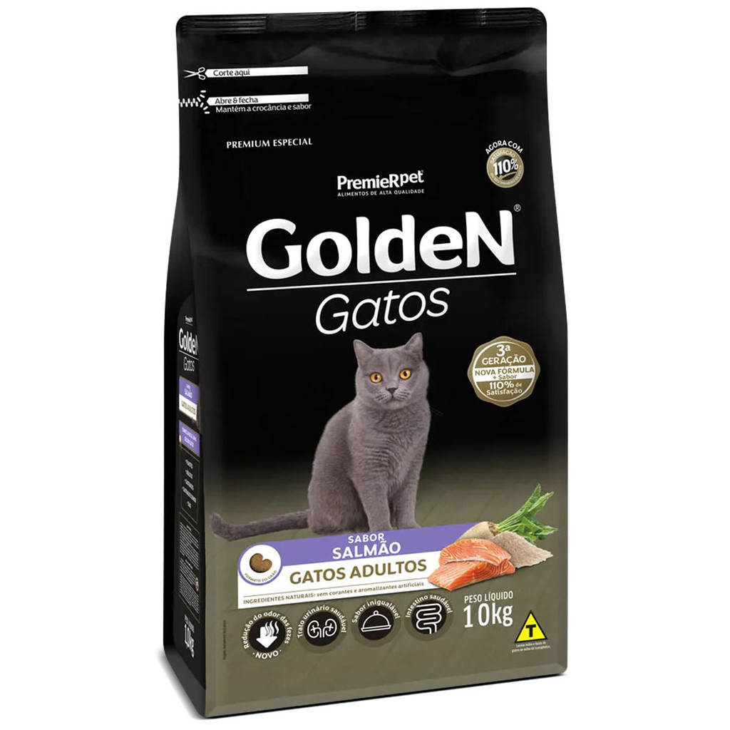 Ração Golden para Gatos Adultos – Sabor Salmão – 10kg em Oferta na Shopee