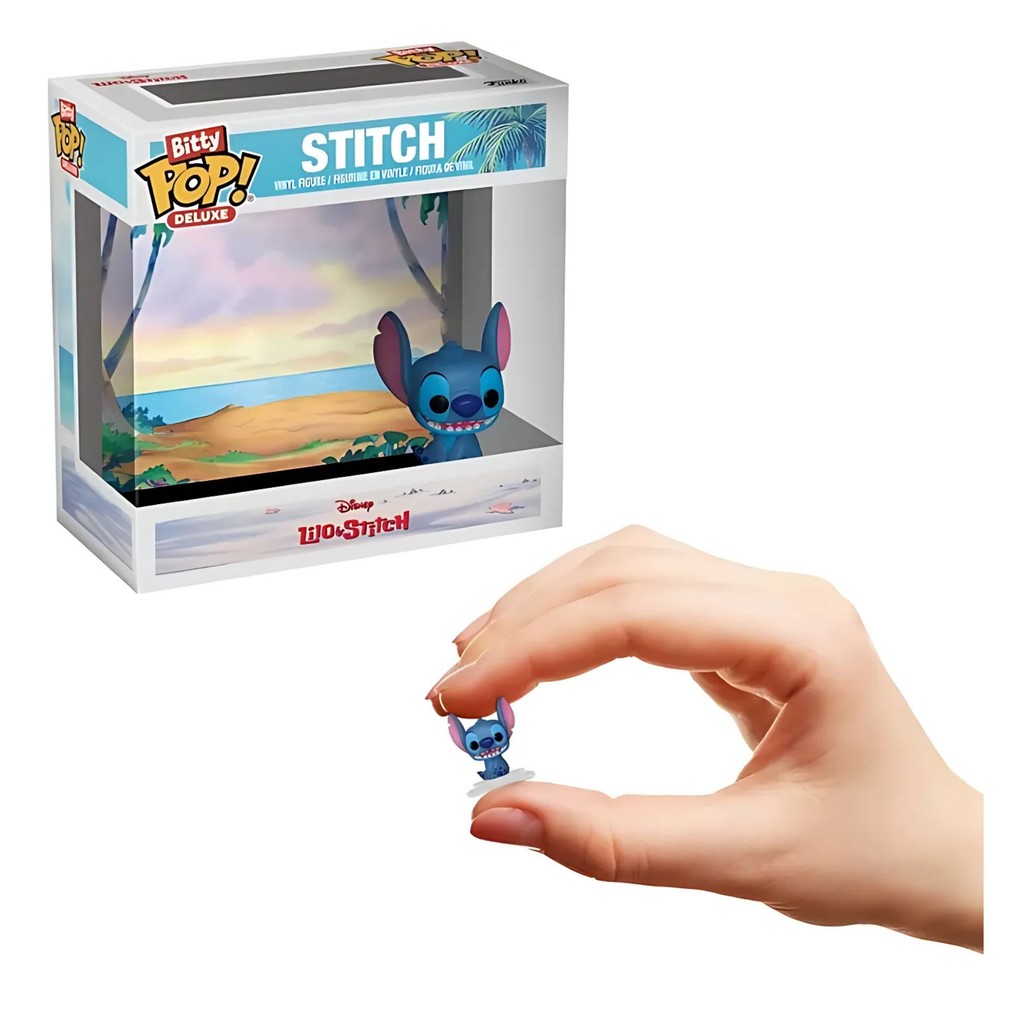Boneco Colecionável Bitty Pop! Deluxe Funko Stitch na Praia Vinil 2,3cm 3+ Candide - 11853 em Oferta na Shopee