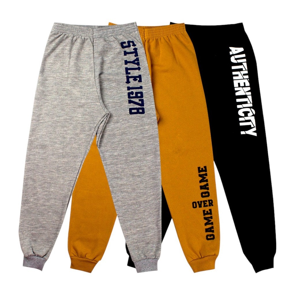 Kit 3 Calças De Moletom Infantil Menino Estampada Roupa De Inverno Felpada em Oferta na Shopee