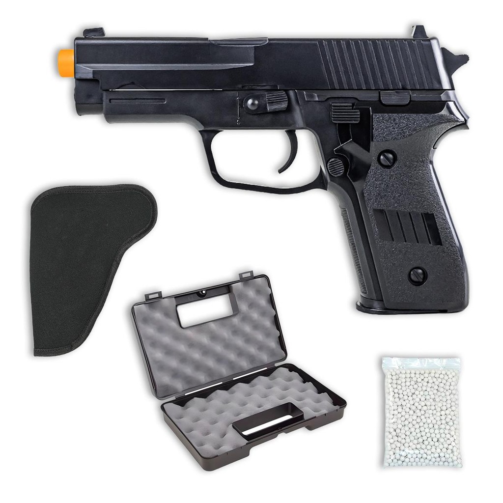 Pistola de Airsoft Spring P226 6mm – Vigor + Esferas 0,12g + Coldre + Maleta - Sports & Outdoors