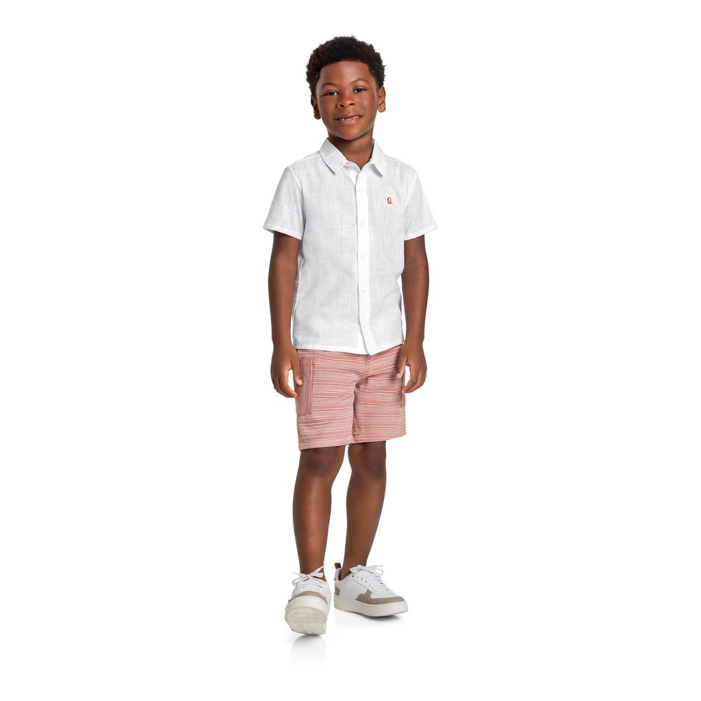 Conjunto Infantil com Camisa em Tecido e Bermuda para Menino Quimby - Baby & Kids Fashion