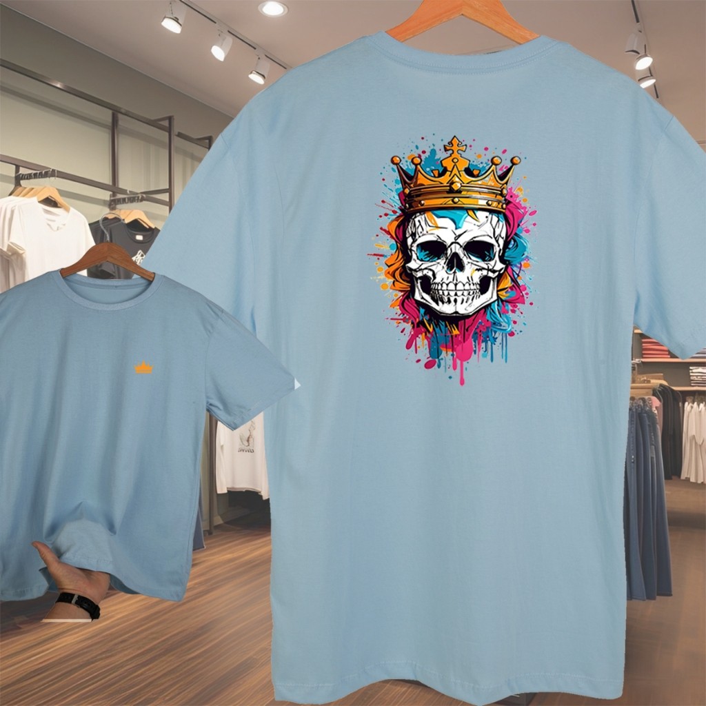 camisa masculina Caveira camisa oversized masculino caveira colorida camiseta masculina streetwear algodão
