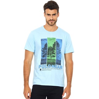 Camiseta Masculina Estampa Quadros Polo Wear Azul Claro