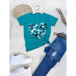 Blusa Tshirt Camiseta Feminina Estampada Coração 2