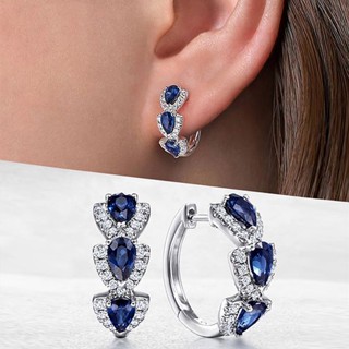 S925 Brincos de Prata Sterling Sapphire Brincos de Prata Sapphire Moda Jóias Simples Brincos Estudantes Mulheres Mulheres Atacado Presentes
