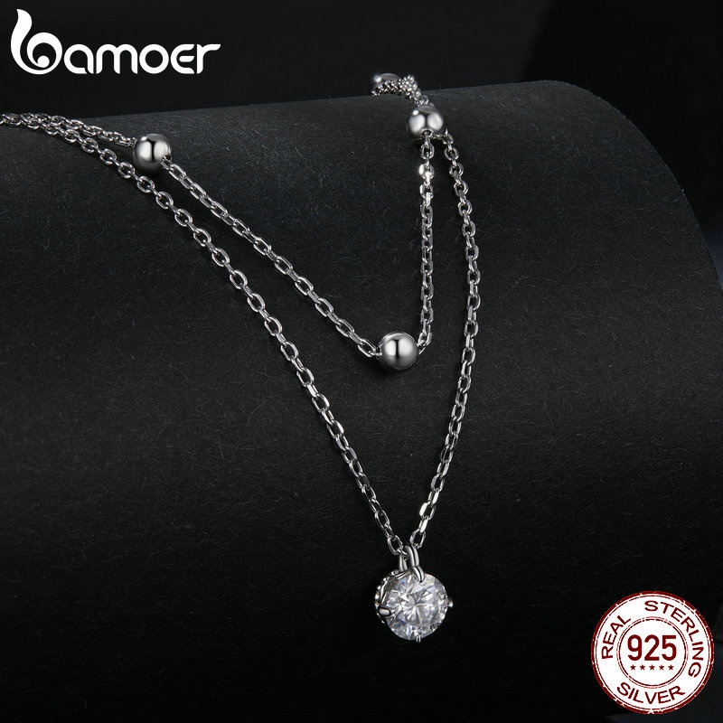 Colar De Fita Bamoer 925 Sterling Moissanita Dupla Camada Jóias Presentes Para Mulheres em Oferta na Shopee