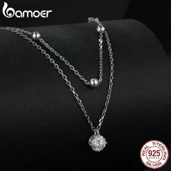 Colar De Fita Bamoer 925 Sterling Moissanita Dupla Camada Jóias Presentes Para Mulheres