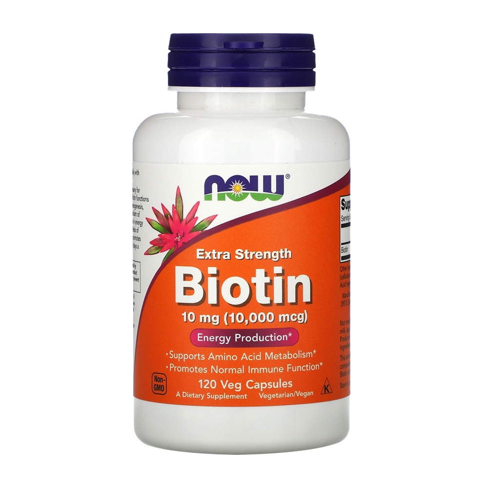Biotina 10mg Extra Força Now Foods 120Veg Caps em Oferta na Shopee