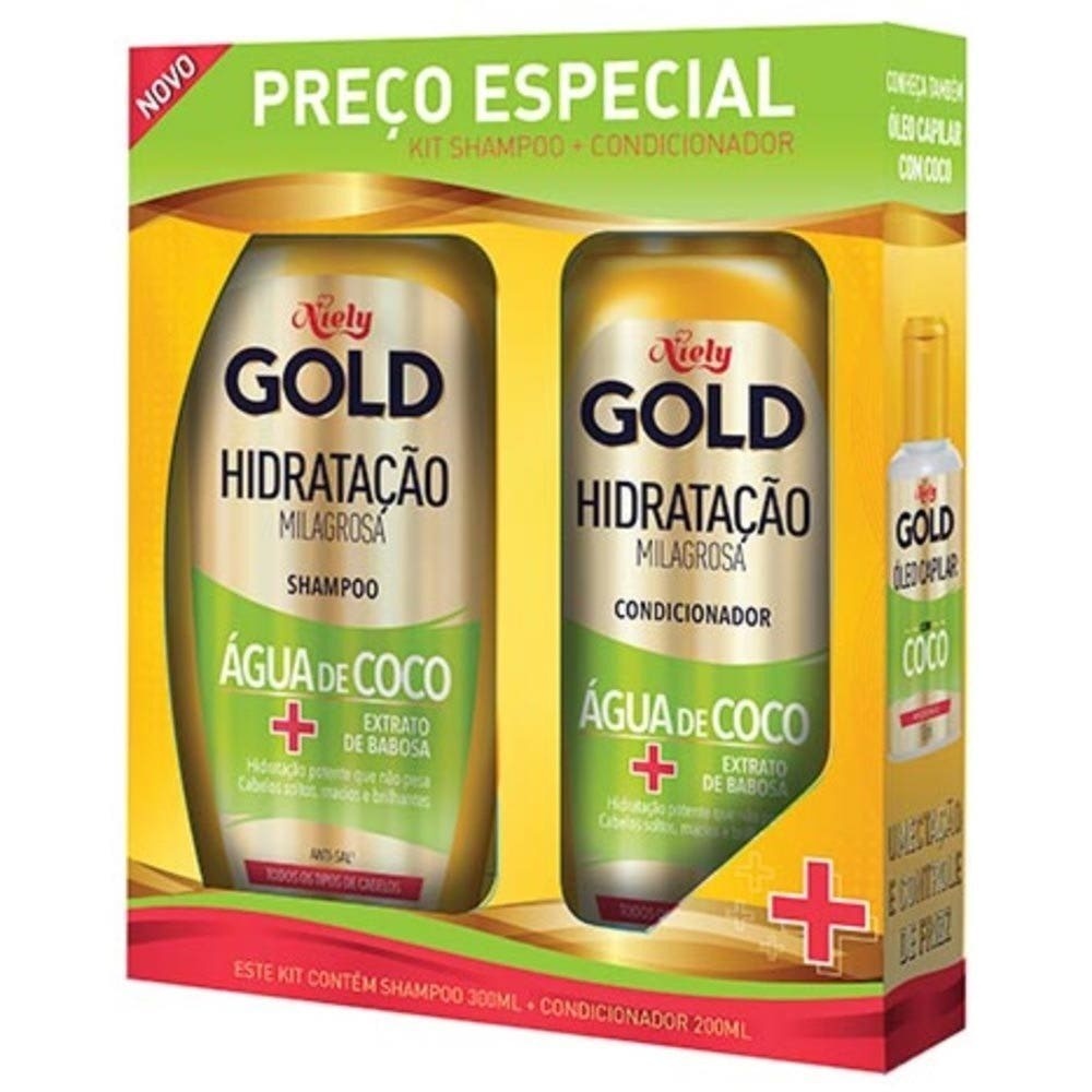 Kit Shampoo + Condicionador Niely Gold Água De Coco em Oferta na Shopee