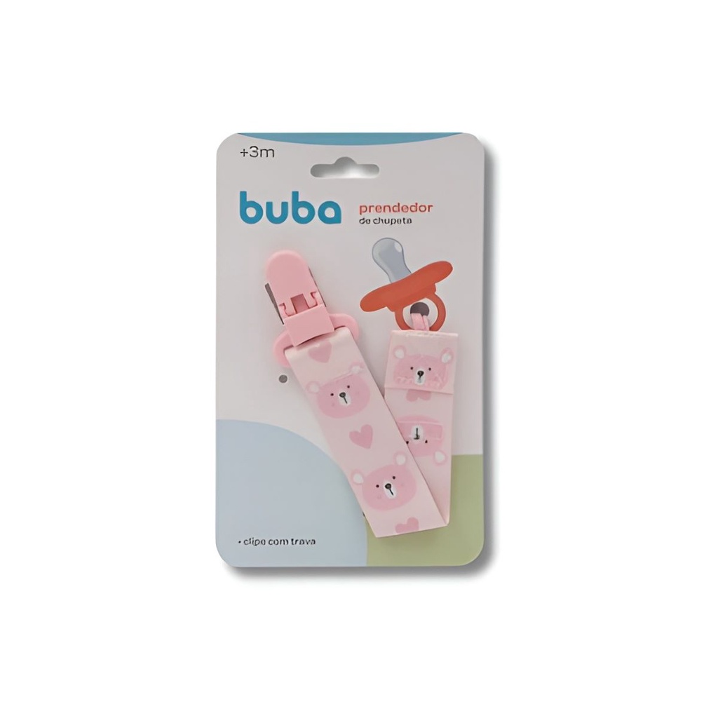 Prendedor de Chupeta Ursinho Rosa Azul Buba