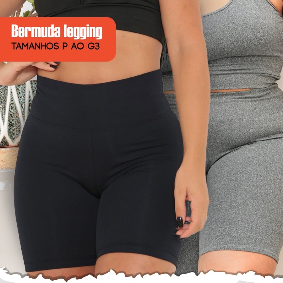 Kit 02 Bermuda  Legging Feminina Cós Alto Suplex do P ao G3 Shorts Academia Corrida Plus Size