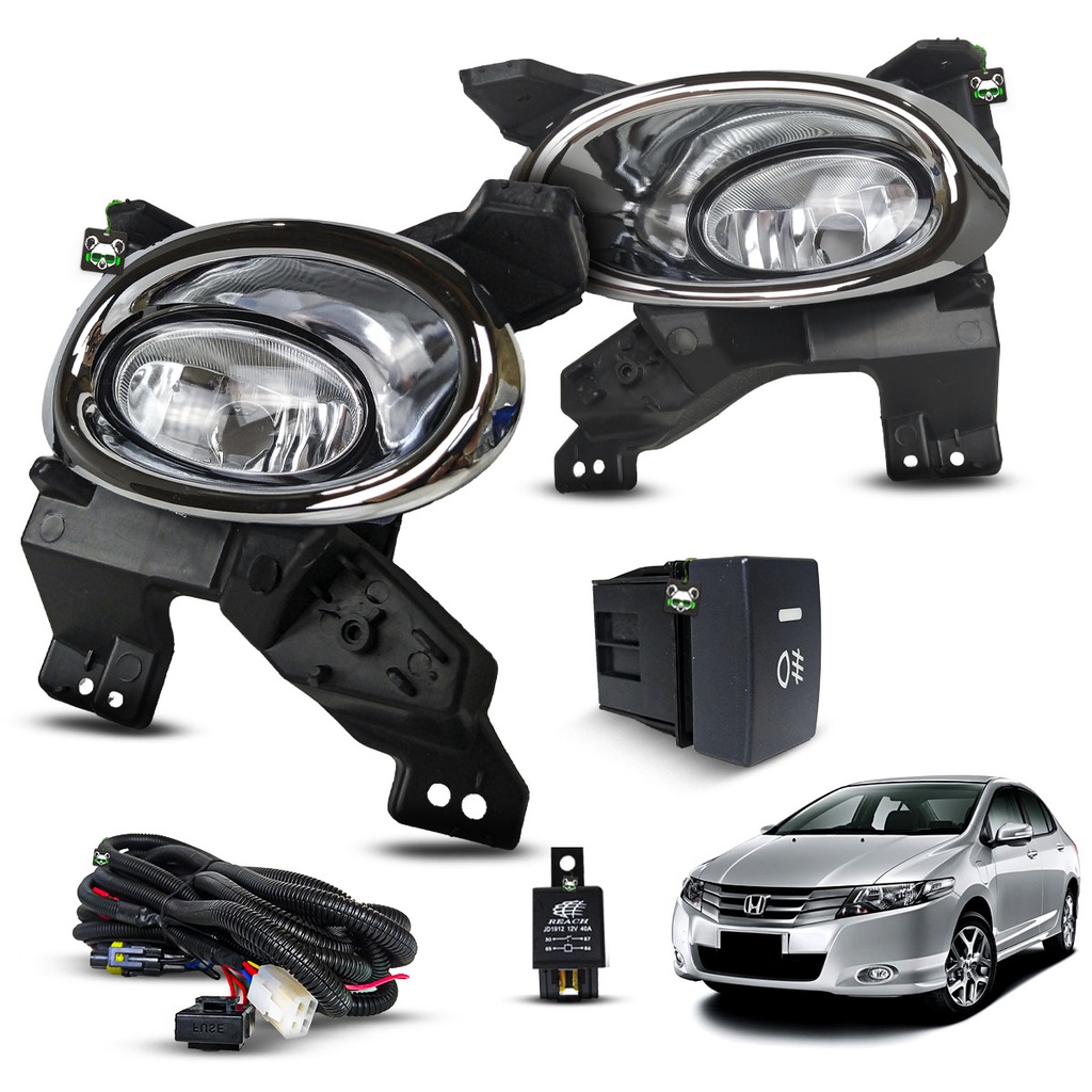 Kit Farol Auxiliar de Milha Grade Cromada Honda City 2009 2010 2011 em Oferta na Shopee