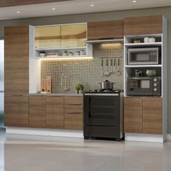 Armário de Cozinha Completa 330cm Branco/Rustic Stella Madesa 03