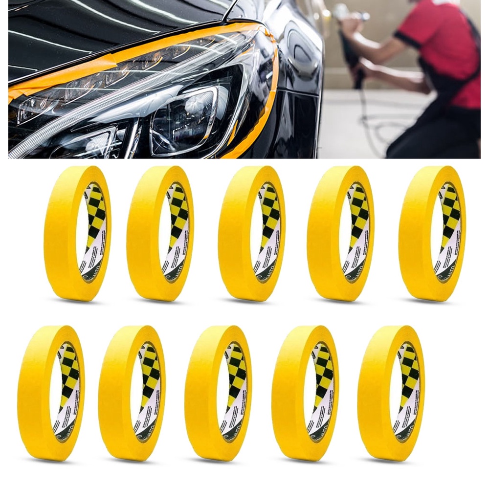 Kit 10 Fitas Crepe Automotiva Adelbras Amarela 24mm x 40m
