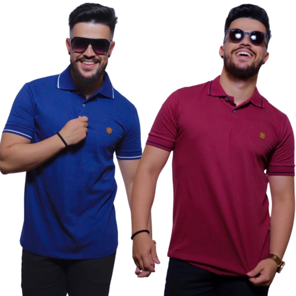 Kit com 2 Camisa Gola Polo Fio 30100% Algodão(Cores Sortidas)