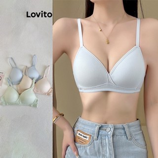 Lovito Bralette Casual Liso Cruzado Para Mulheres LNA34070 (Damasco/Branco/Verde/Azul/Preto)