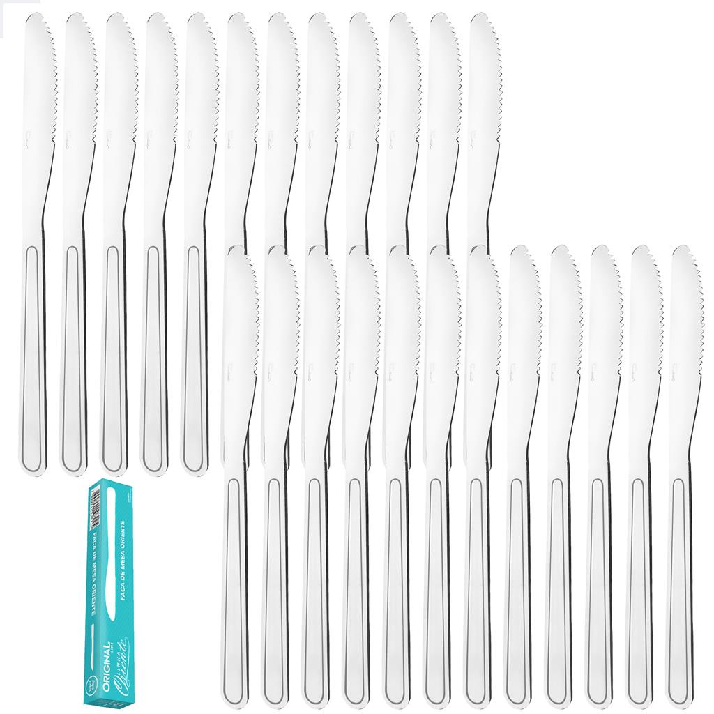 Kit Jogo 24 Facas Mesa Sopa Buffet Restaurante Lanchonete Aço Inox Linha Oriente Original Line em Oferta na Shopee