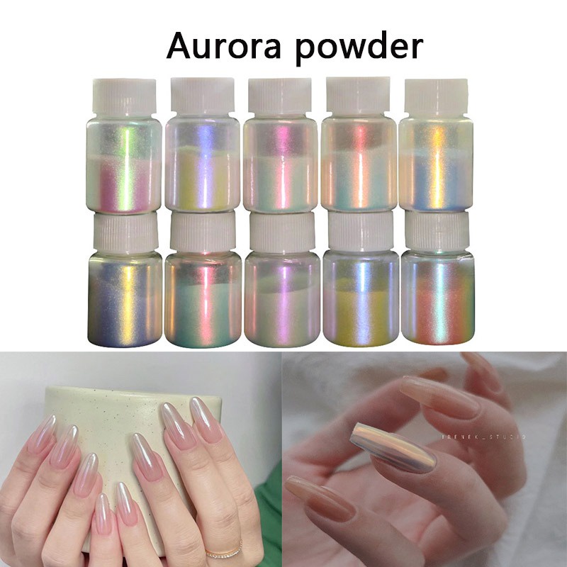 Aurora Glitter Fino Para Arte Em Unhas, Pó De Glitter, Cola De Cristal Fantasia, Joias Artesanais, Pó Perolado Polarizado, Pó De Cristal