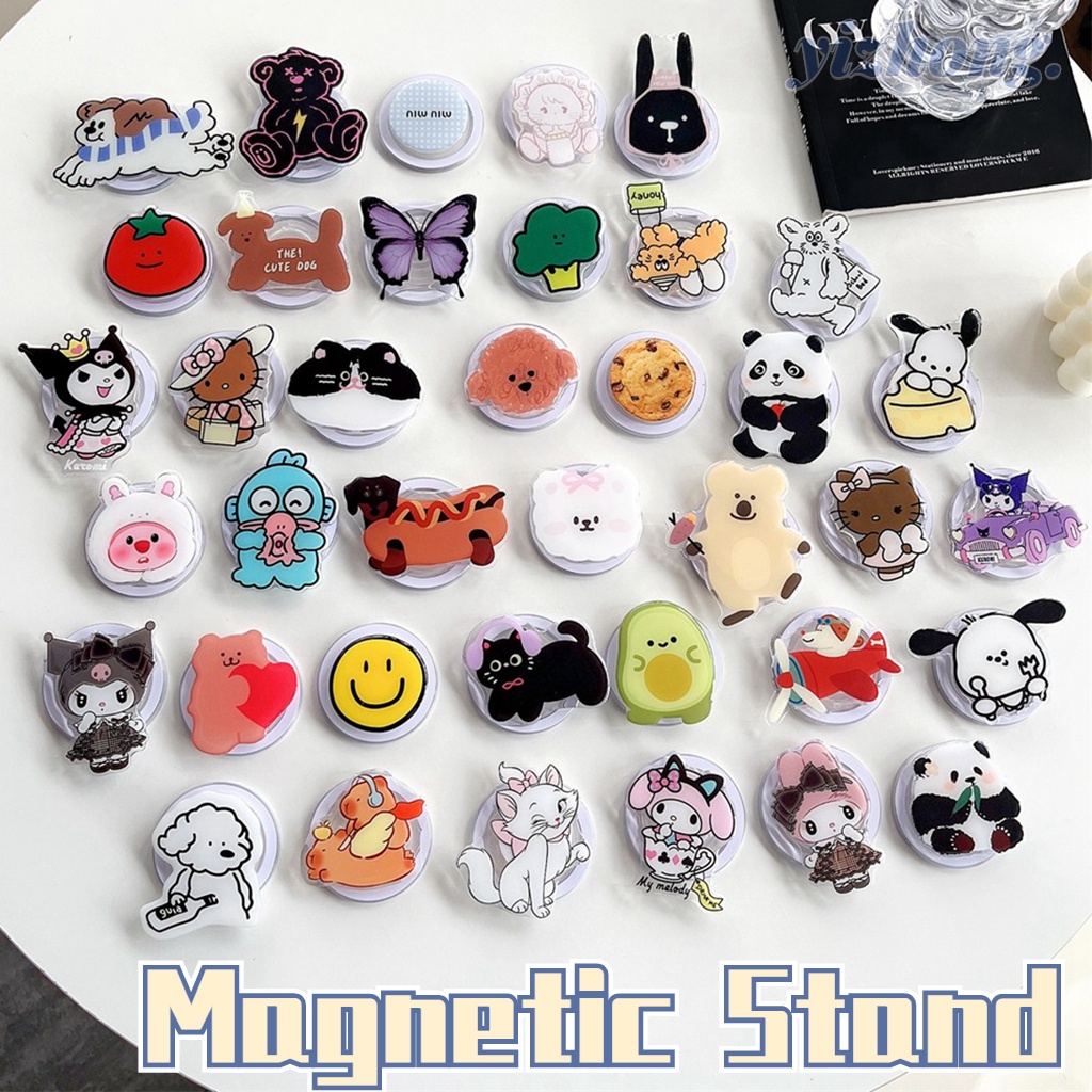 Suporte Para Telefone Atração Magnética Airbag Kuromi Melody Hello Kitty Butterfly Celular Nu Caixa Magsafe PC Anti-Qued