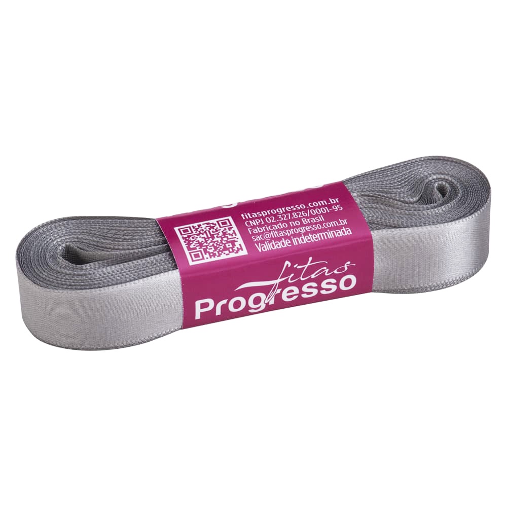 Fita Cetim Cinza 1222 15mm Nº 003 10 metros Progresso