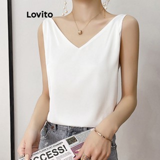 Lovito Regata Feminina Elegante E Lisa Com Decote Em V LNE31122 (Branco/Verde/Preto)