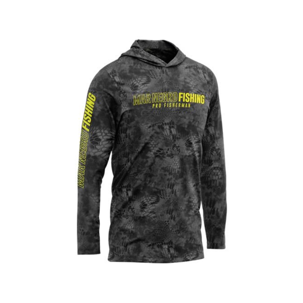 Camiseta de Pesca Mar Negro Fishing Sublimada com Capuz Dark - Masculina