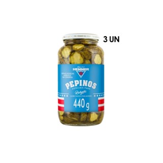 3 Potes Pepinos em Rodelas Agridoce Para Burgers 440g Hemmer