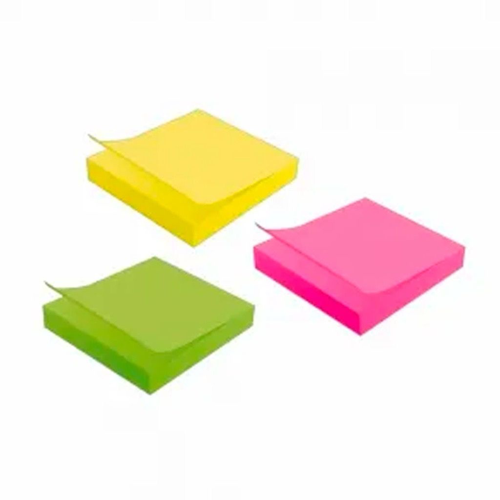Kit Bloco Adesivo Colorido 76x76mm Ótimo Para Estudos Escritório